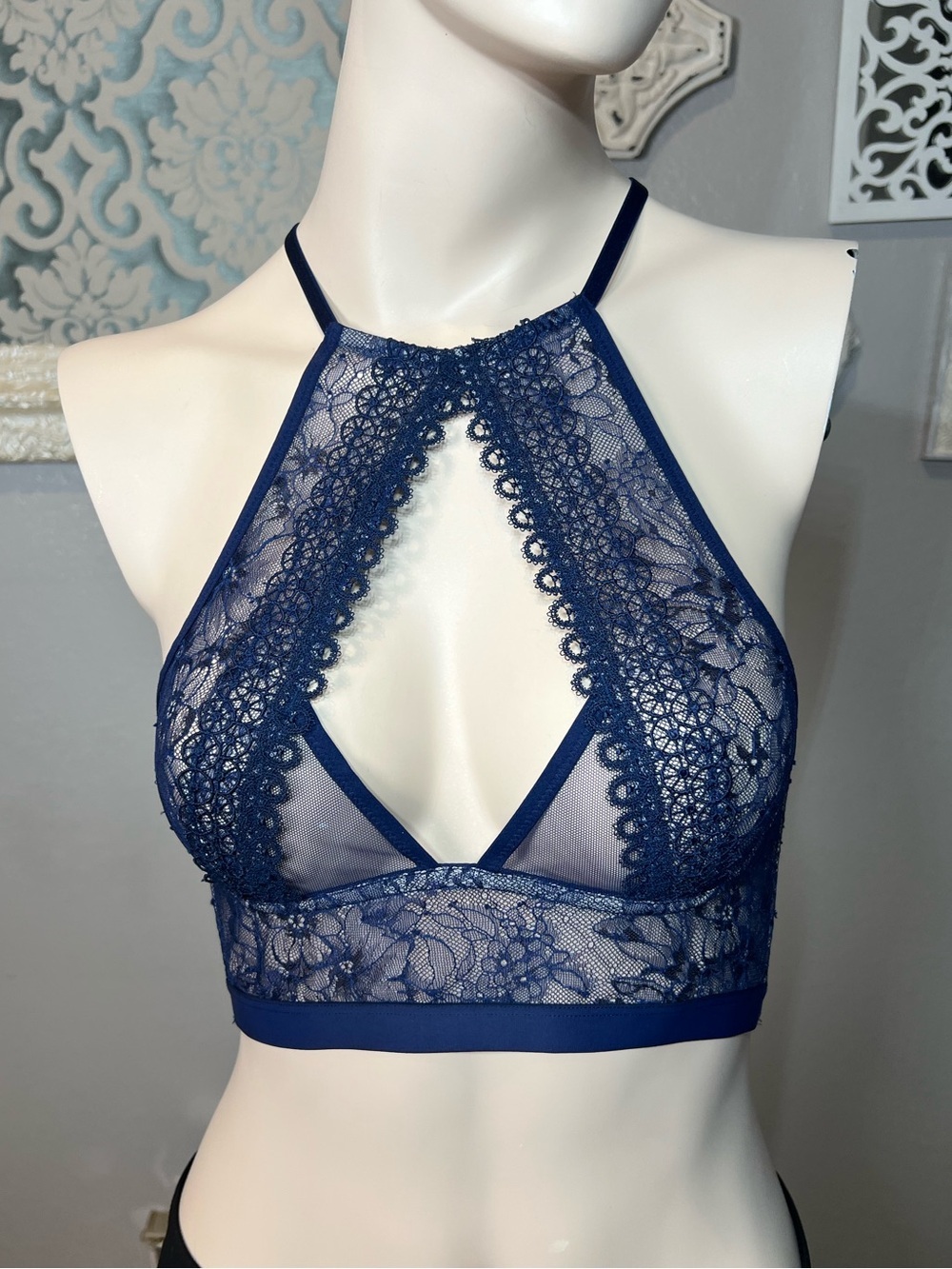 Victoria's Secret Navy Lace Halter Bralette